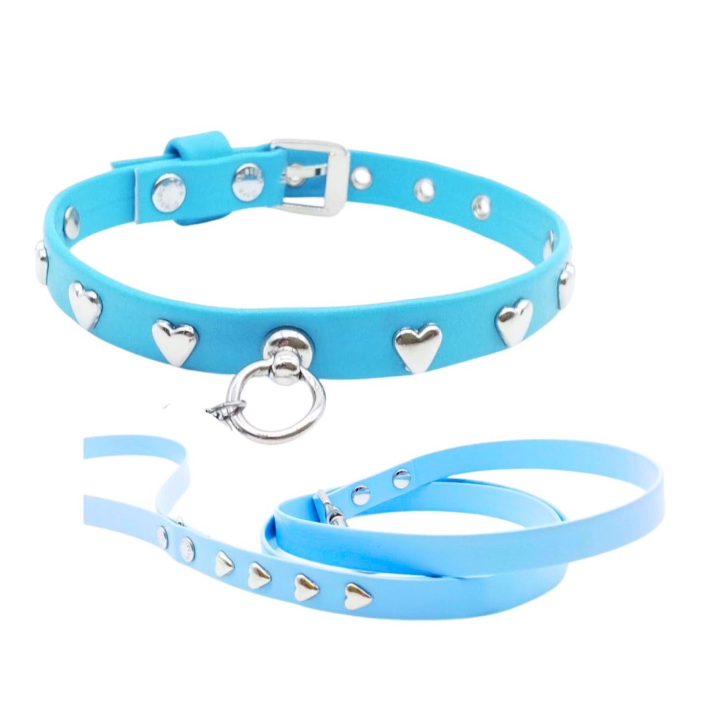 Eco-Leather Hearts Collar and Leash Set