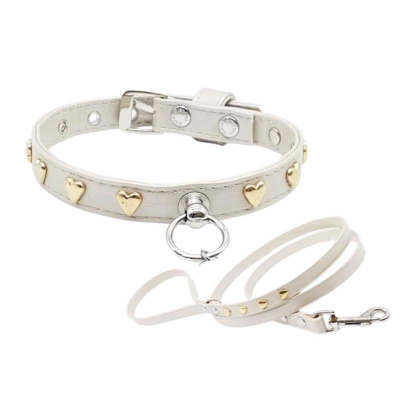 Eco-Leather Hearts Collar and Leash Set