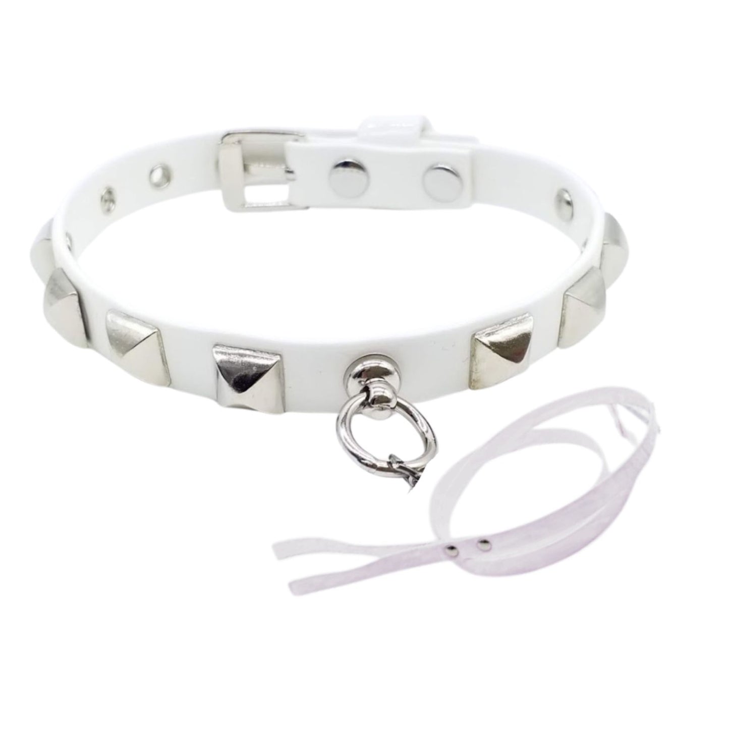 Collar and Leash Set in Eco-Leather with Studs