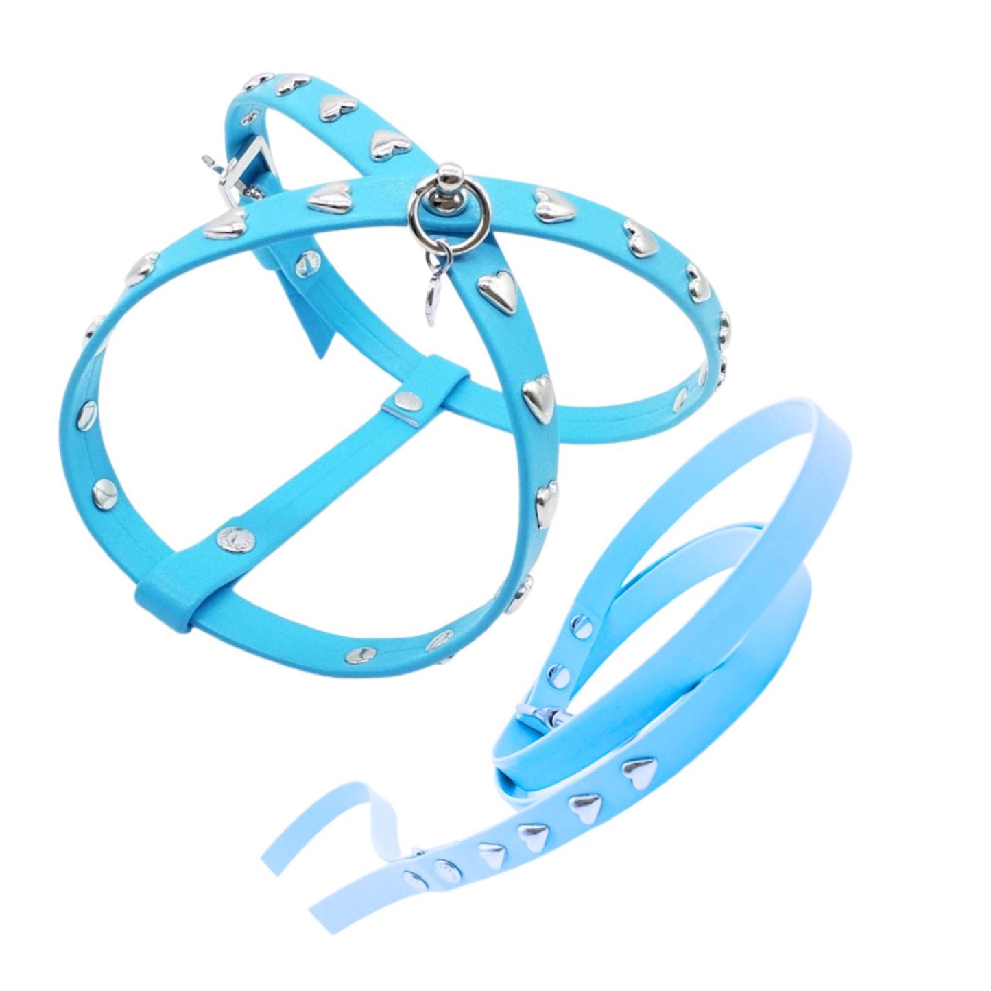 Eco-Leather Harness and Leash Set with Hearts