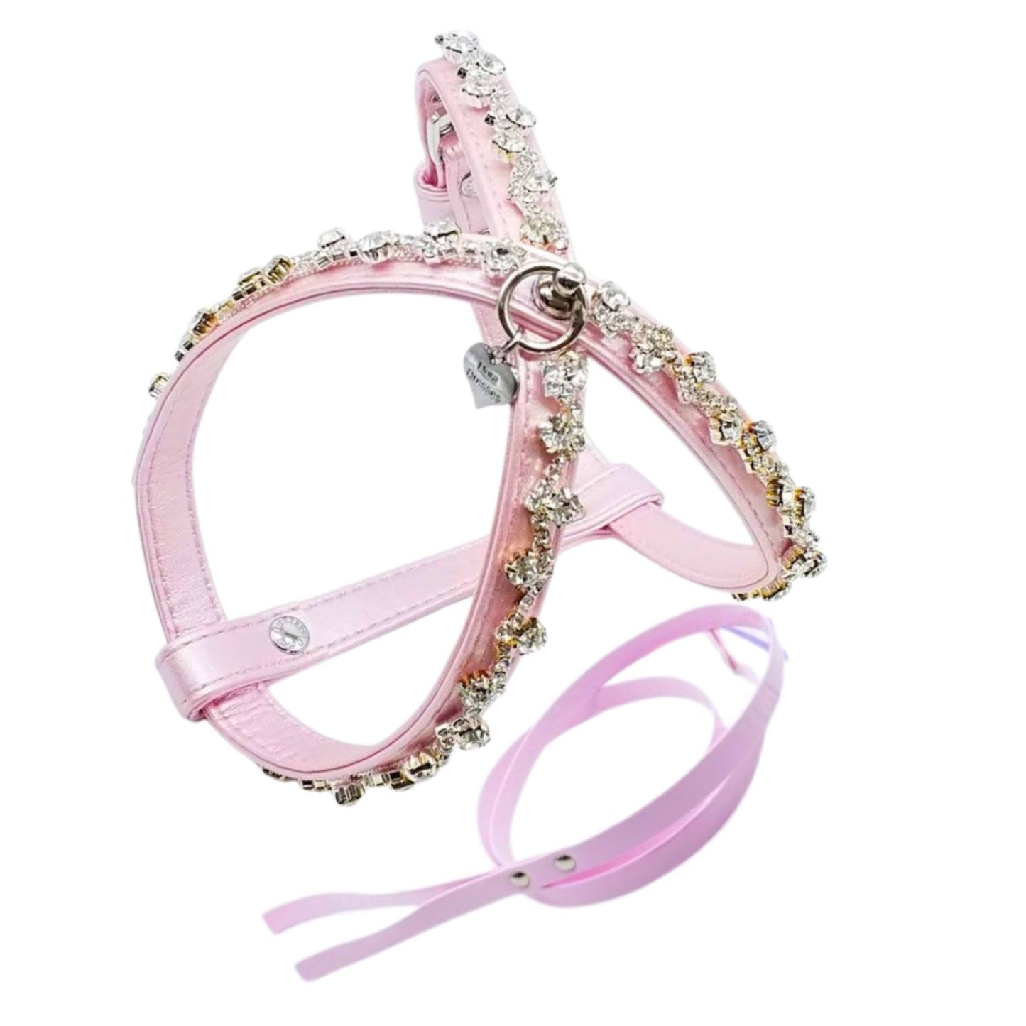 Harness and Leash Set in Eco-Leather with Crystals