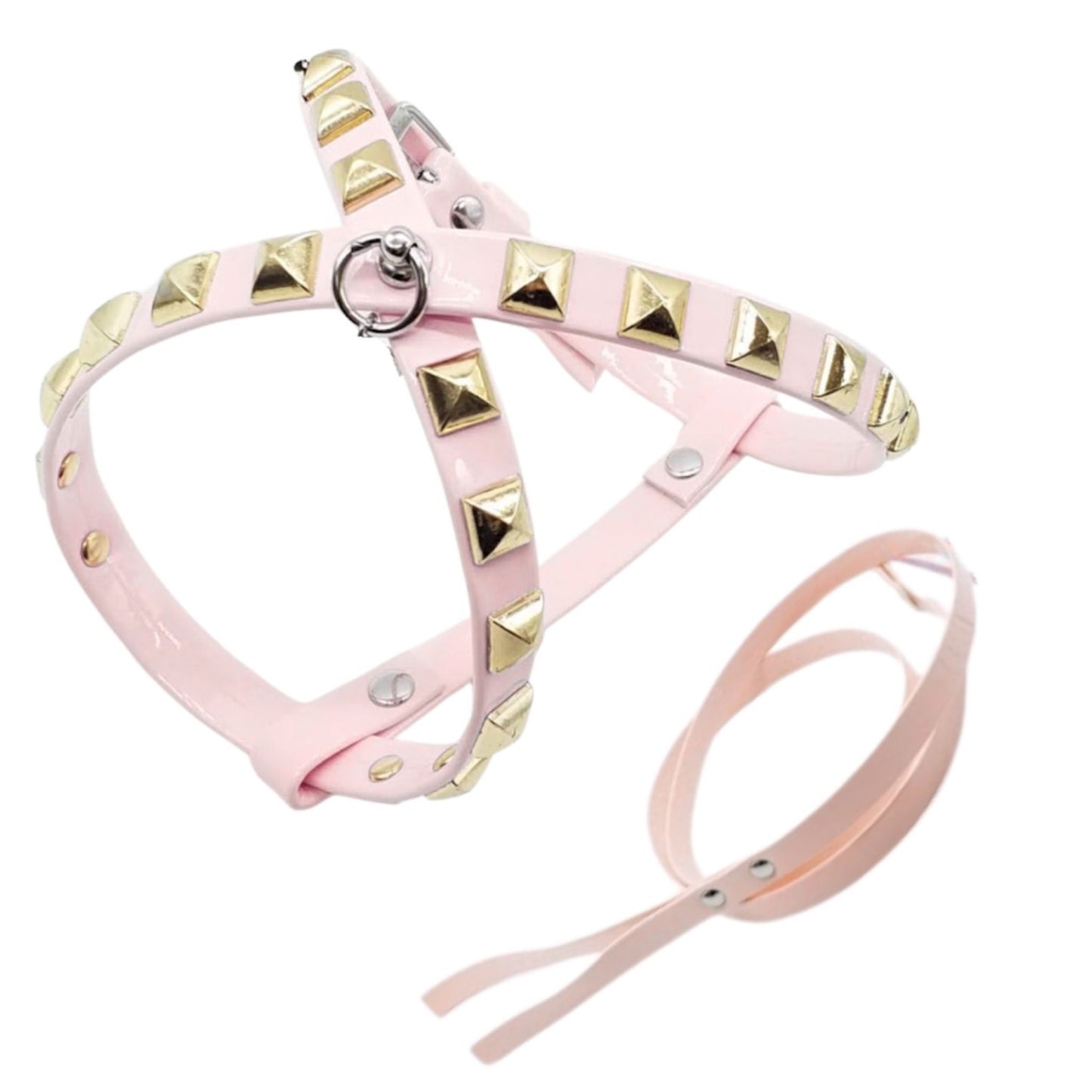 Harness and Leash Set in Eco-Leather with Studs