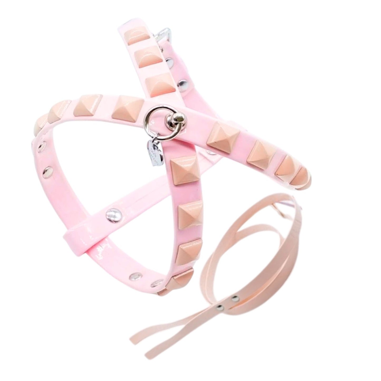 Harness and Leash Set in Eco-Leather with Studs